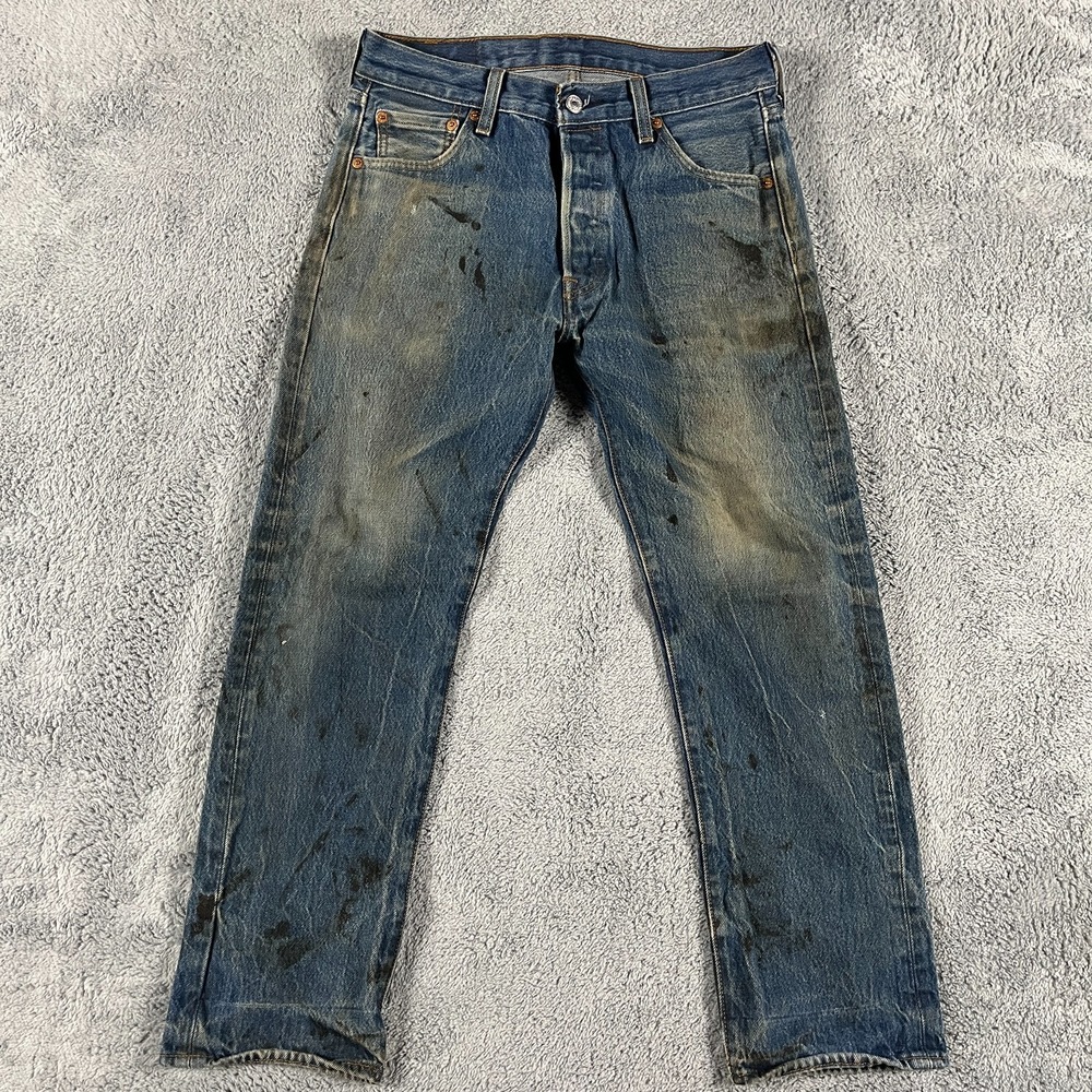 Levi's 501 Straight Jeans Men 30x31 (FITS 30x27) Blue Denim Red Tab Original Fit
